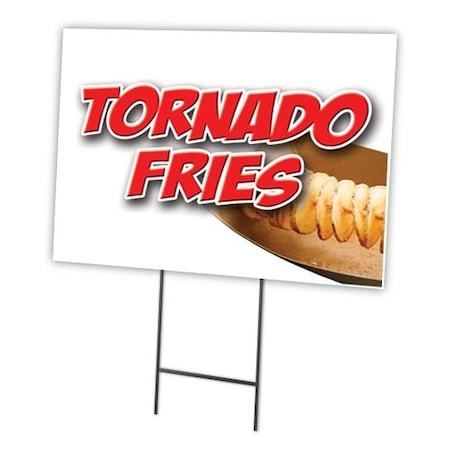 Tornado Fries Yard Sign & Stake Outdoor Plastic Coroplast Window